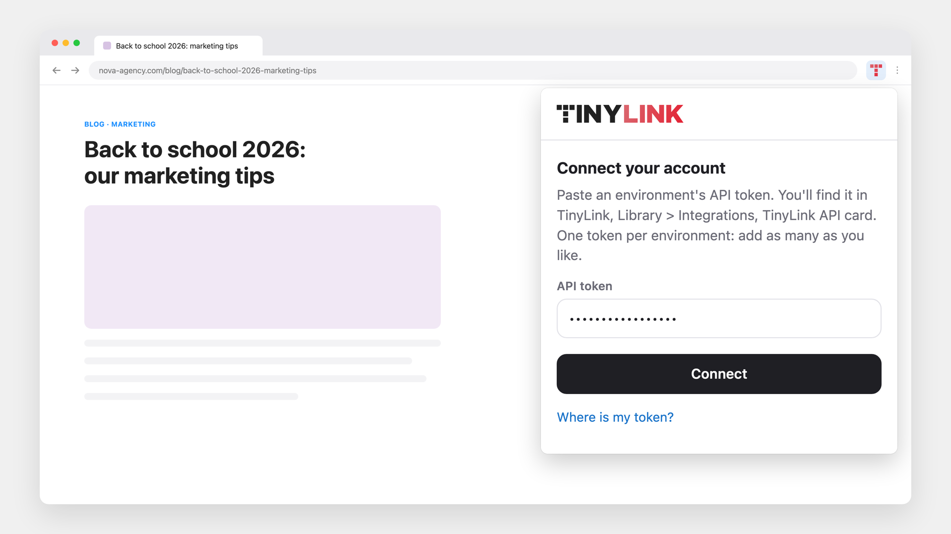 Install and connect the extension
