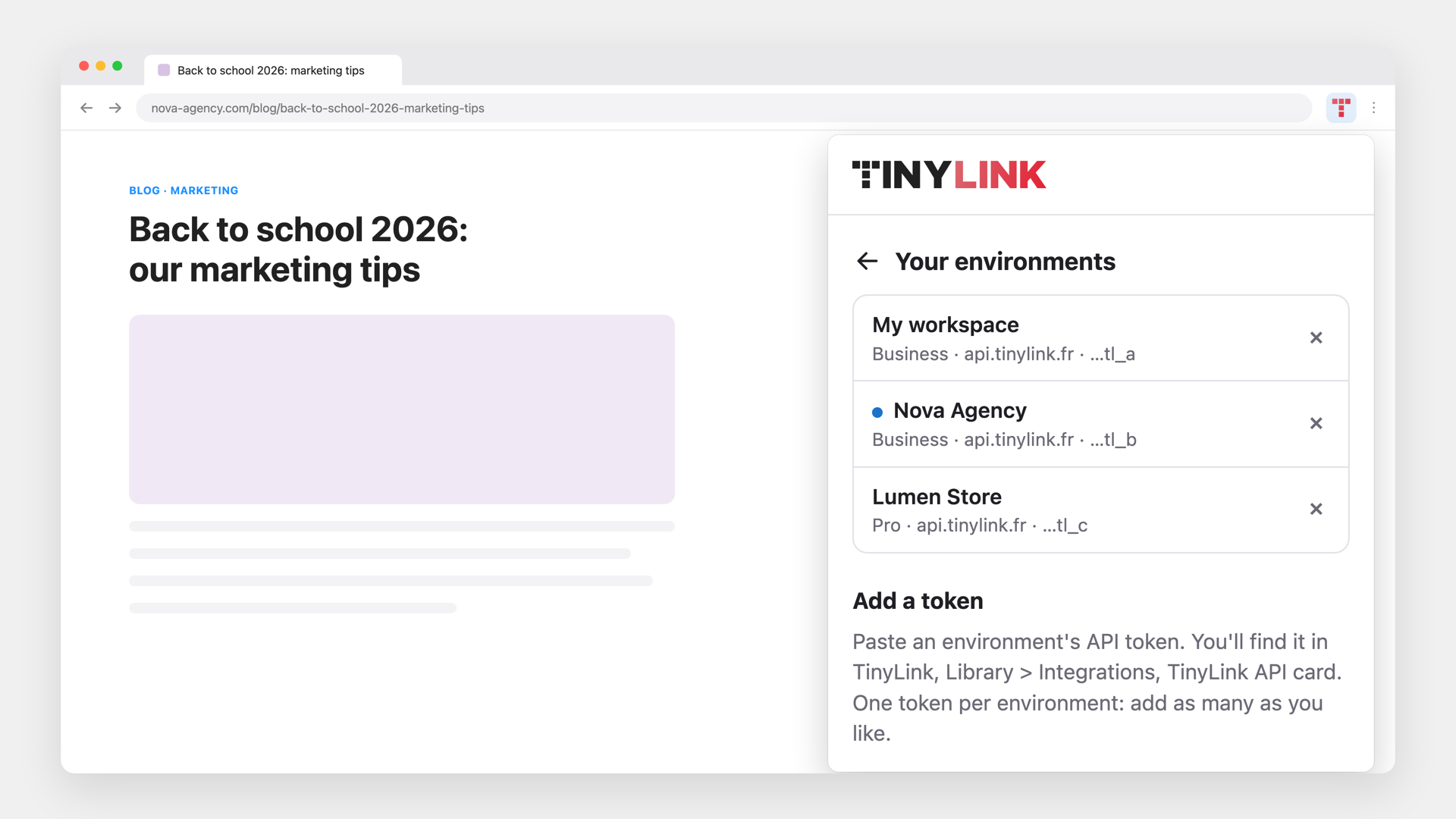 Manage tokens