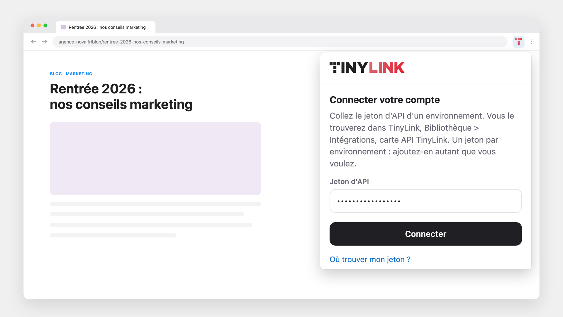 Installer l'extension et la connecter